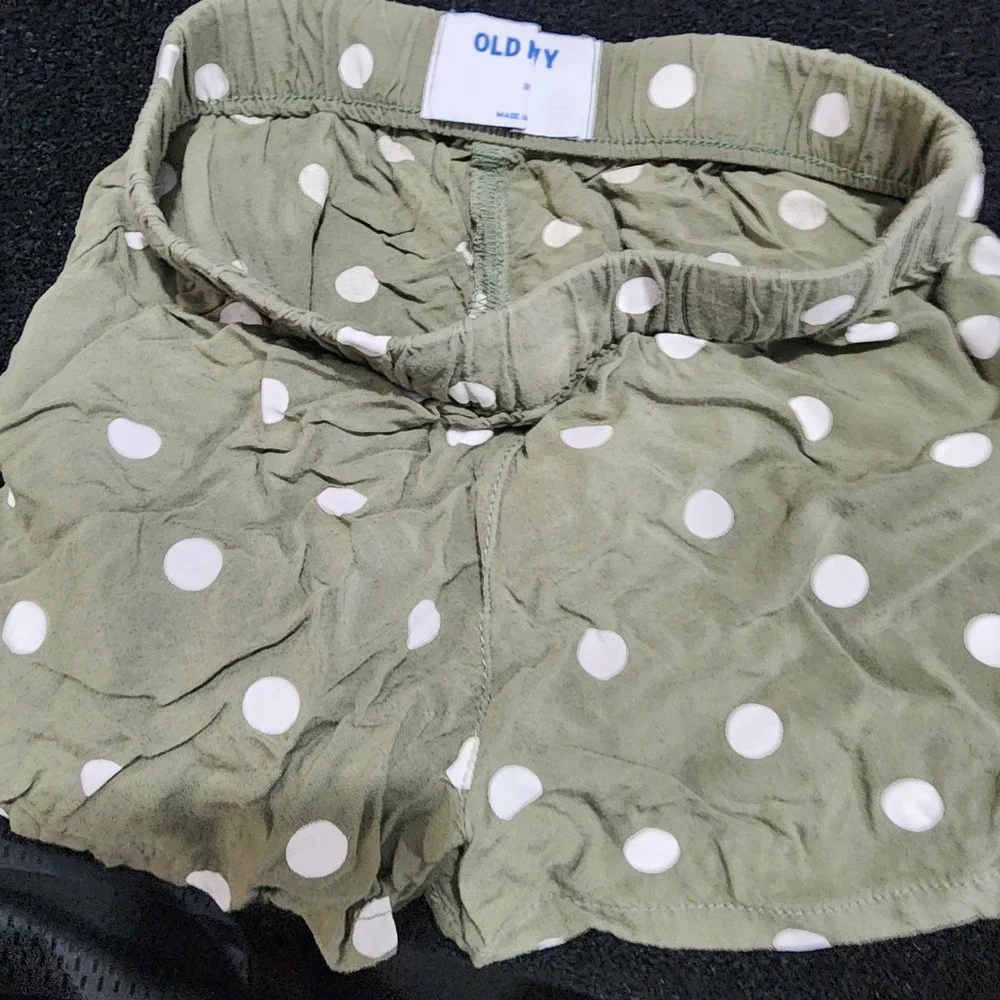 Old Navy Toddler Girls Olive Green Polka Dot 2Piece Halter Top and Shorts Set 3T